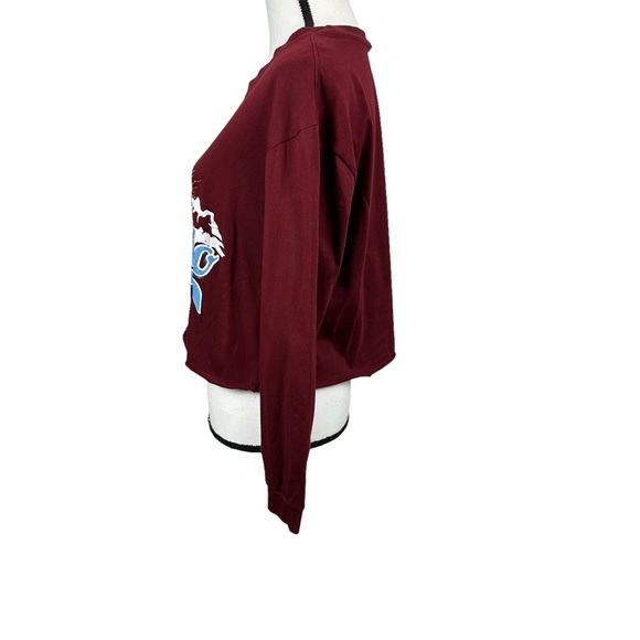 NWT Messy Bun Just Chillin Long Sleeve Colorado Crop in Burgundy Wine Color Sz S - Picture 11 of 16